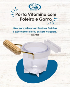 Porta-vitamina com Poleiro e Garra Pra Aves